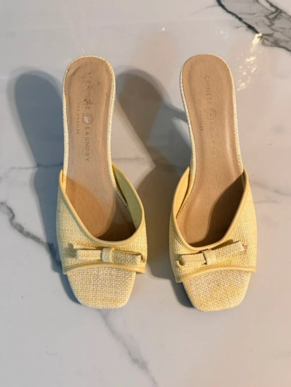 Chinese Laundry Raffia Bow Mules size 9.5